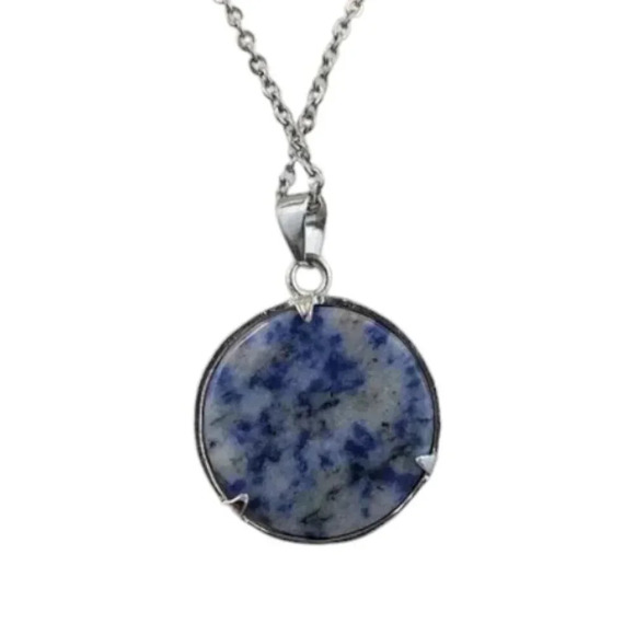 Sodalite Sun and Moon Pendant Necklace - Picture 4 of 10